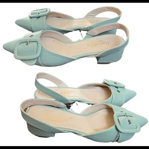 NWT Renatta Jop Women's block Heel Leather Slingback Pumps